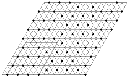 An optimal locating-dominating set with density 13/57.